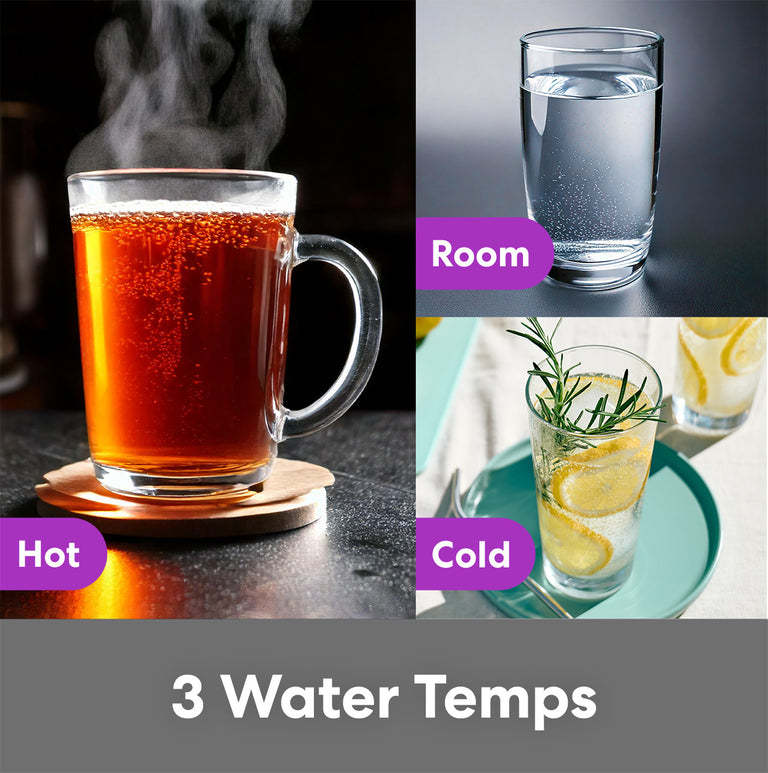 Brio 740 Series Bottom Load Water Cooler has hot, cold and room temperature settings for water.